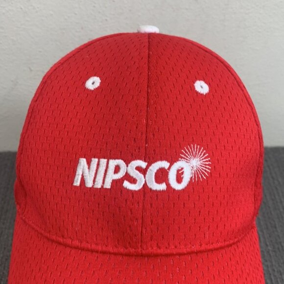 NIPSCO Baseball Hat Cap Mens OSFM Red White Jersey Mesh Strapback Indiana OTTO - Picture 3 of 12